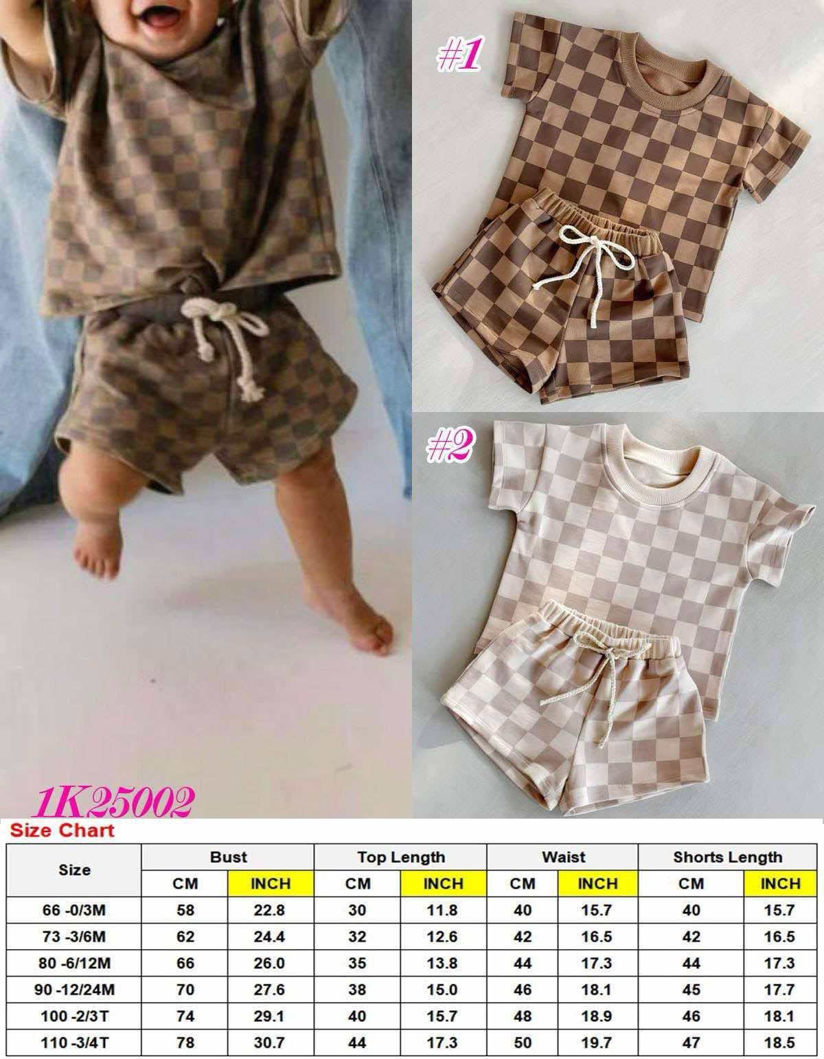 * Preorder * French Terry Cotton Kid's Checkered Sets