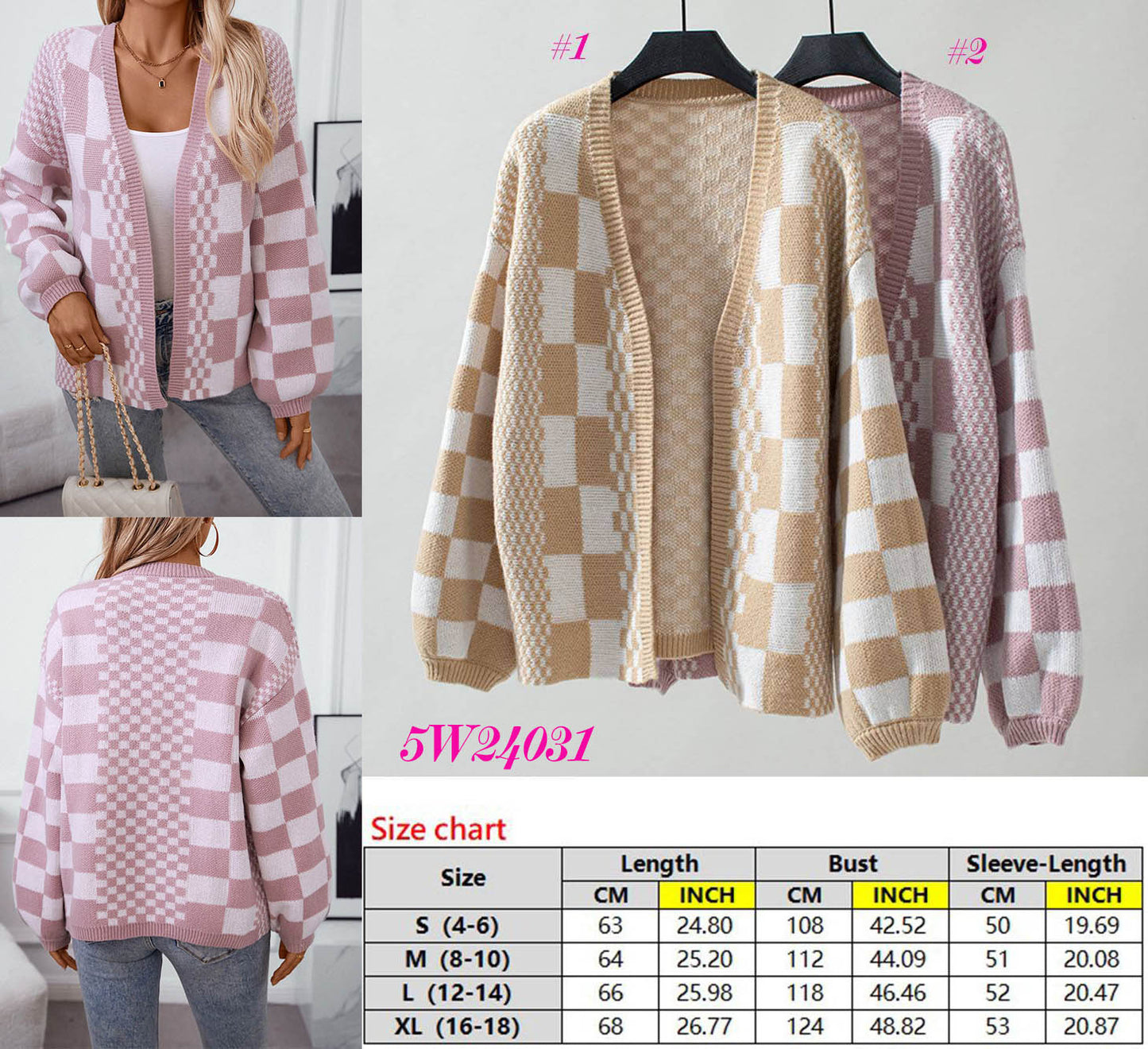 *Preorder* Women's Checkered Knitted Cardigan