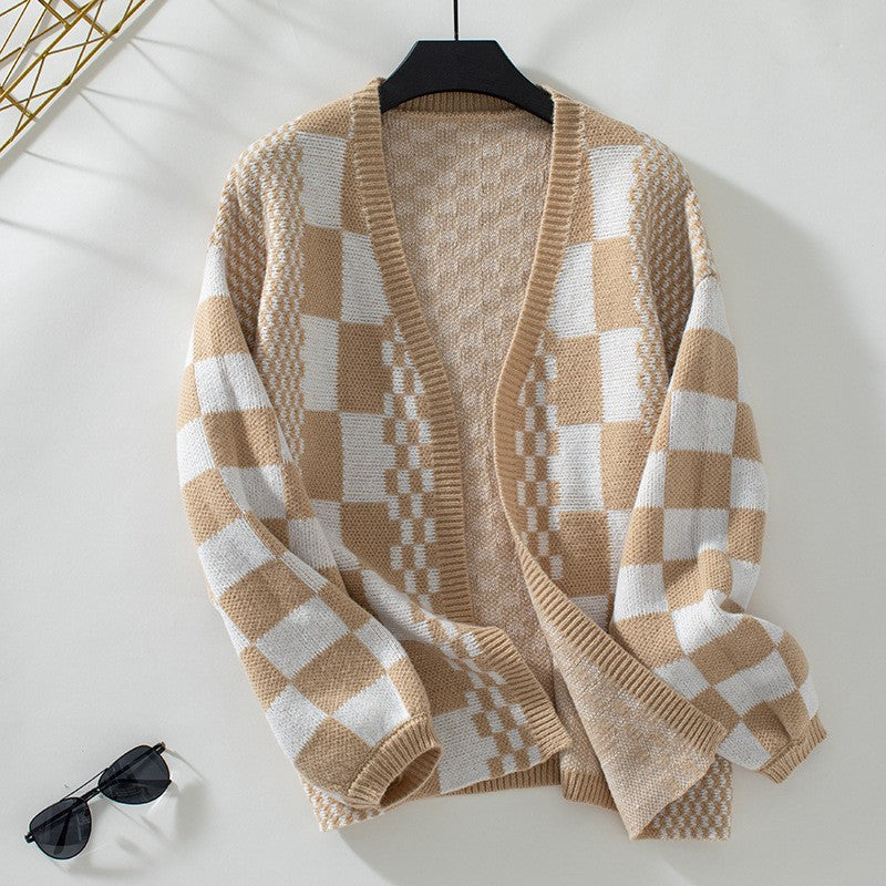 *Preorder* Women's Checkered Knitted Cardigan