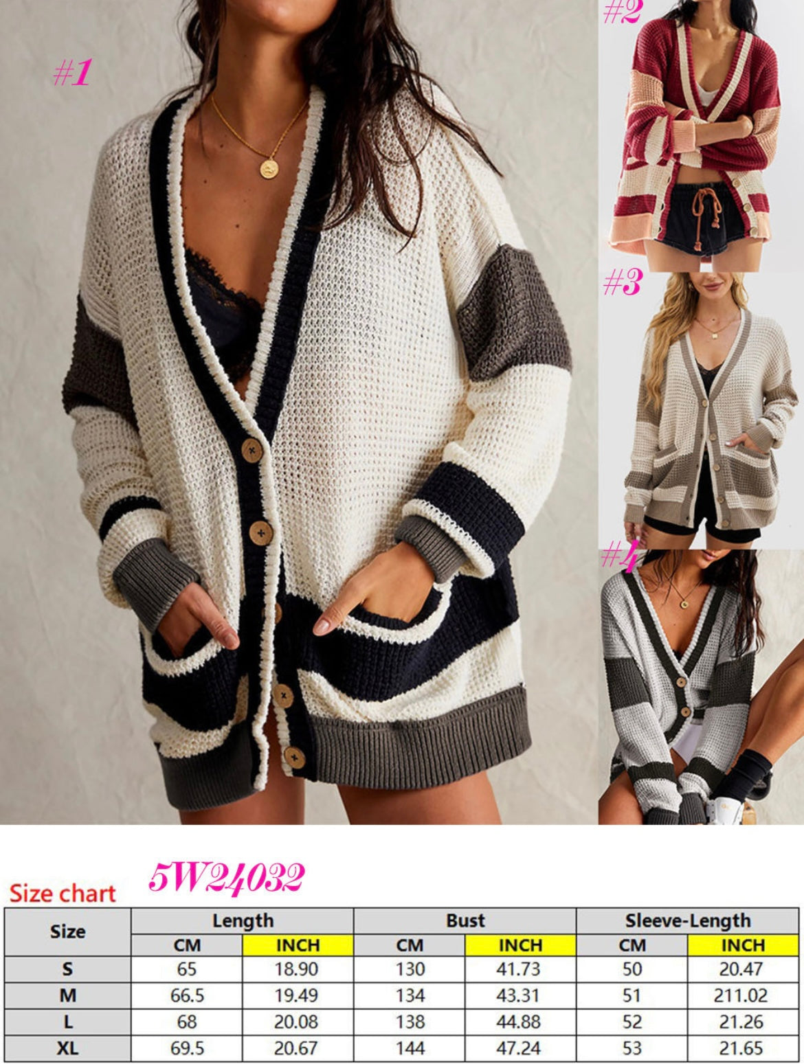 *Preorder* Women's Colour block Cardigan Sweater