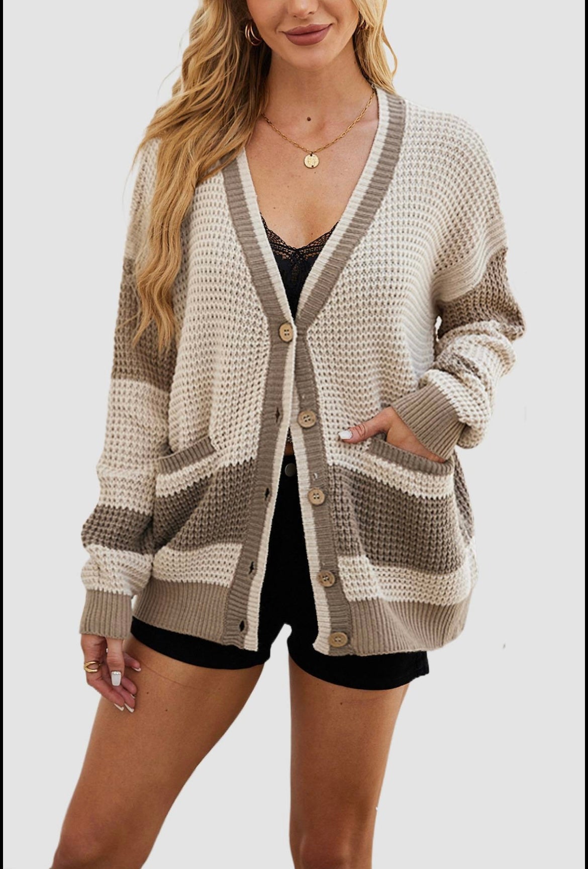 *Preorder* Women's Colour block Cardigan Sweater