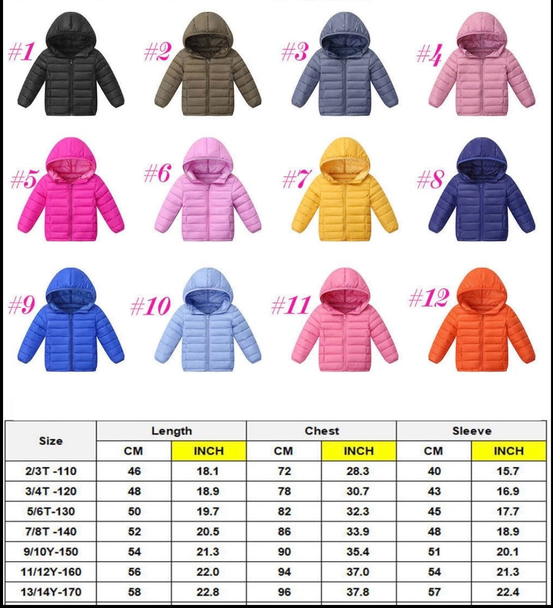 *Preorder* Childrens Puffer Jacket (12 Colours)