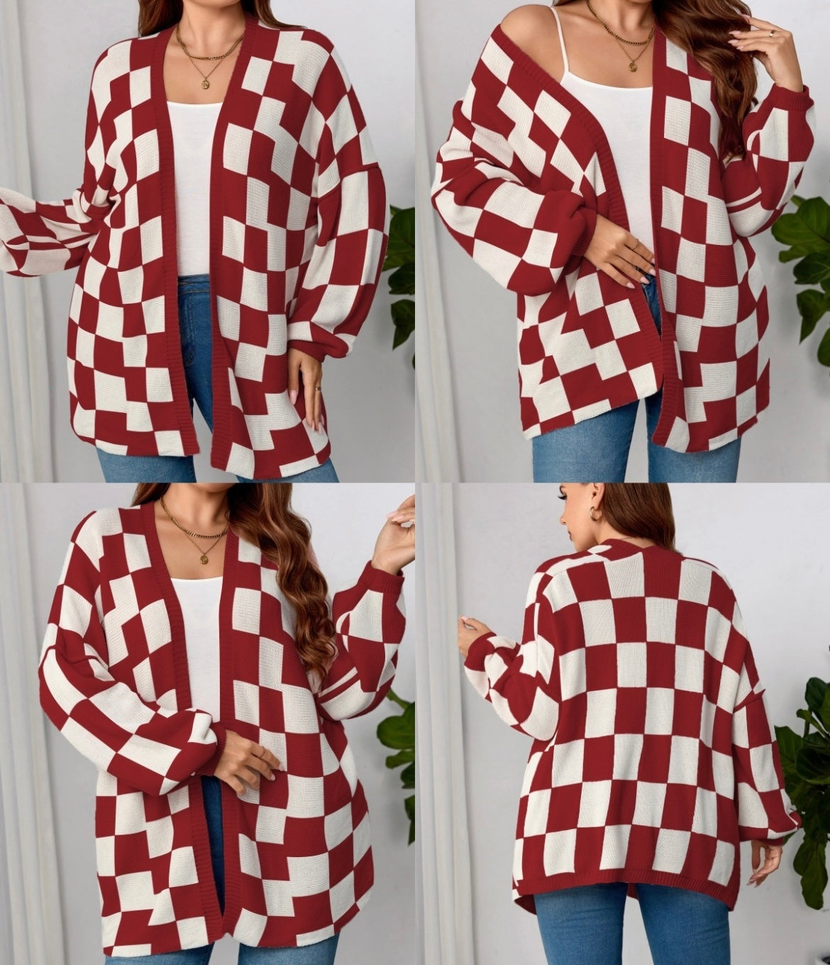 *Preorder* Women's Checkered Chunky Cardigan
