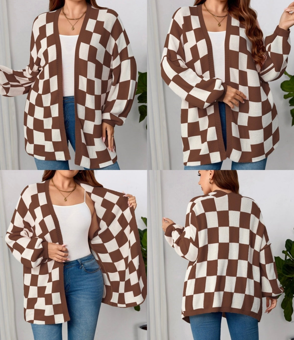 *Preorder* Women's Checkered Chunky Cardigan