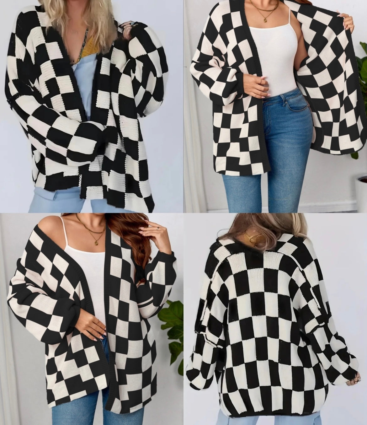 *Preorder* Women's Checkered Chunky Cardigan