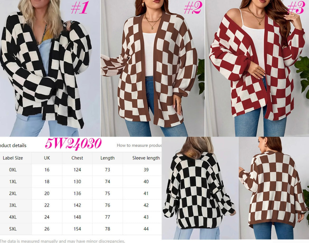 *Preorder* Women's Checkered Chunky Cardigan