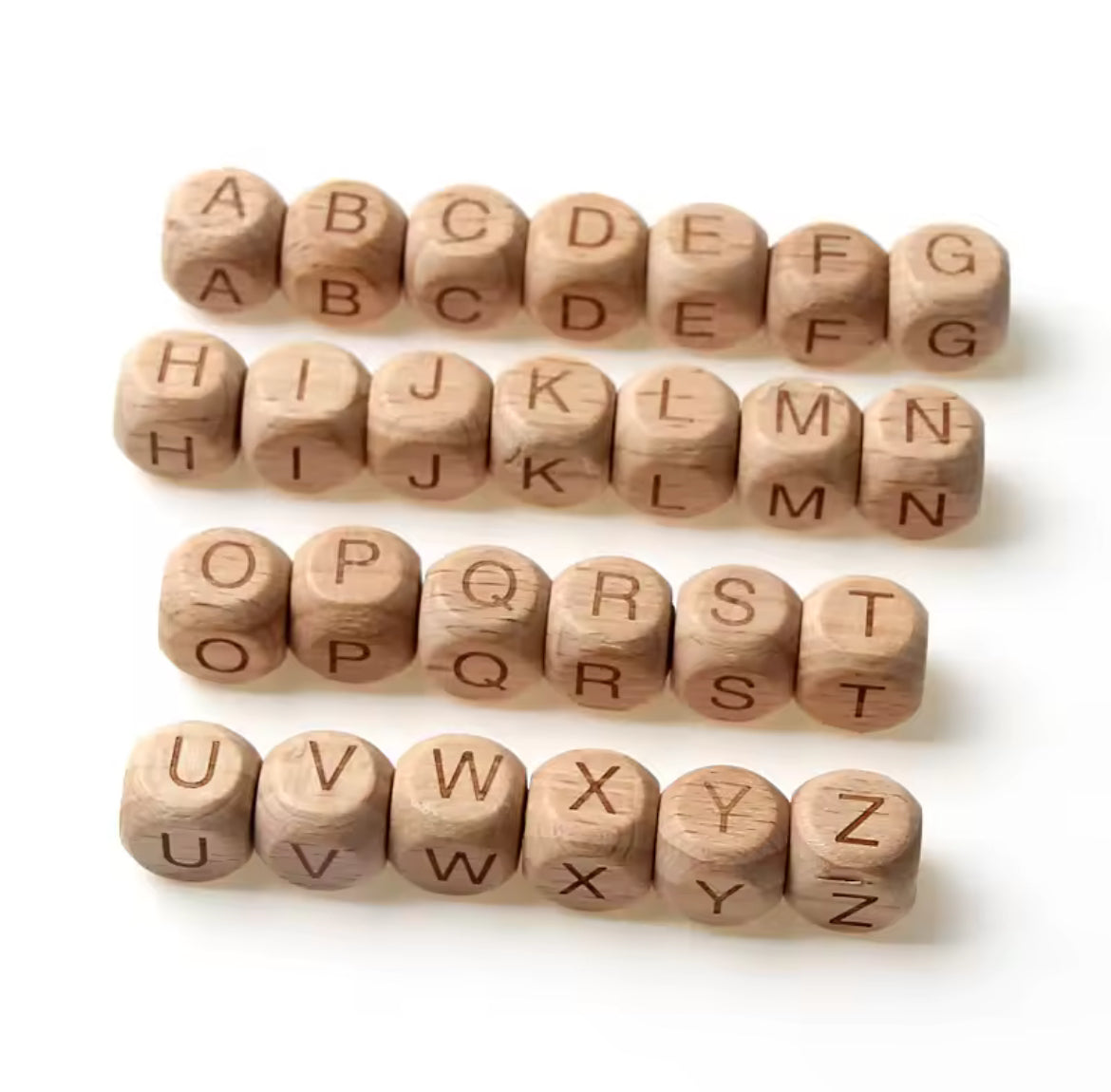 12 mm Beechwood Letter Beads