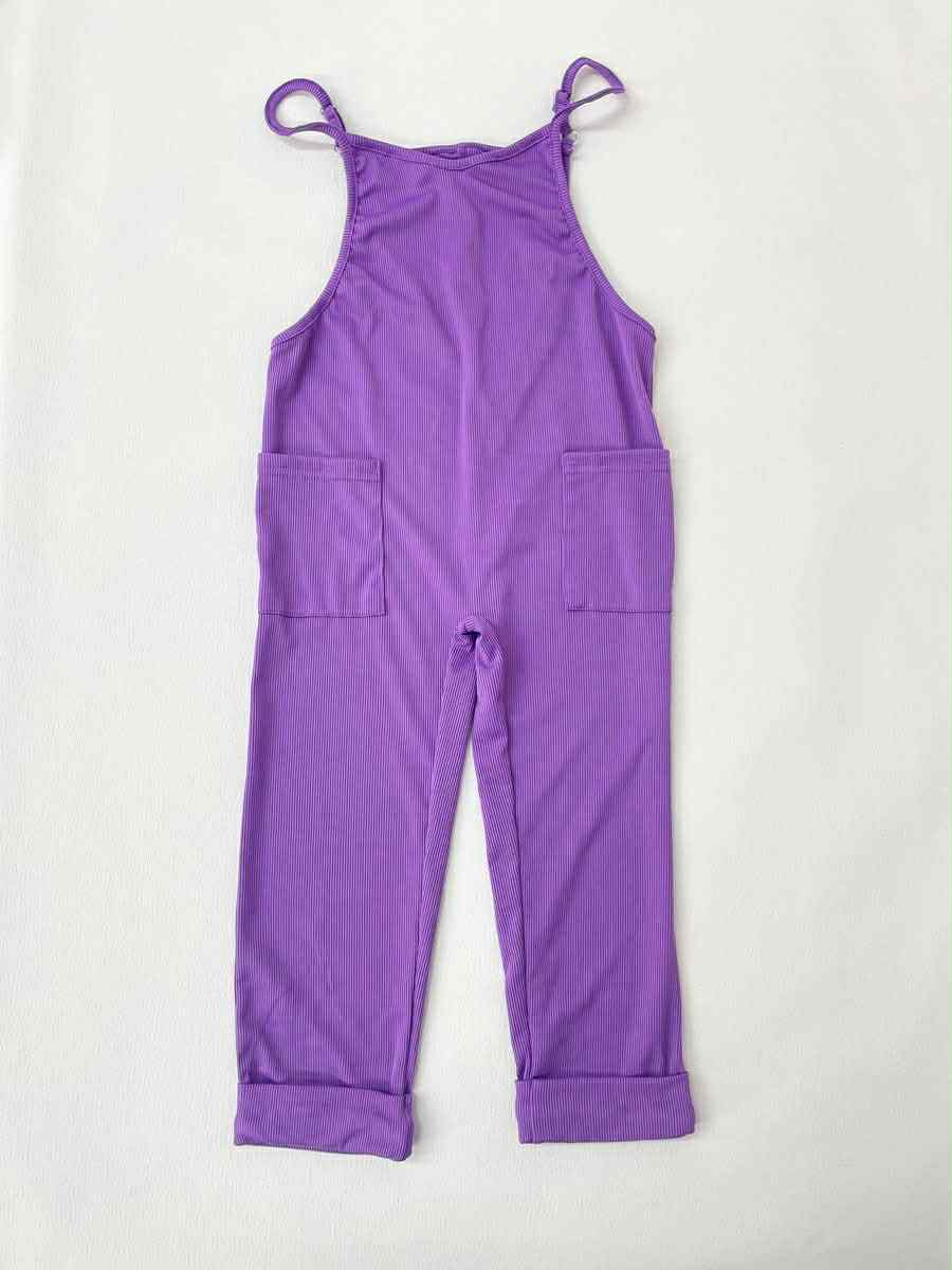 *Preorder* Girl's Soft Knitted Ribbed Romper Overalls (7 Colours)