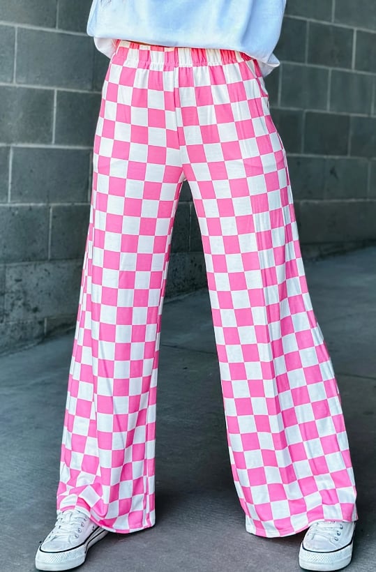 *Preorder* Ladies Checkered Wide Leg Pants (New Colours 10 to choose from)