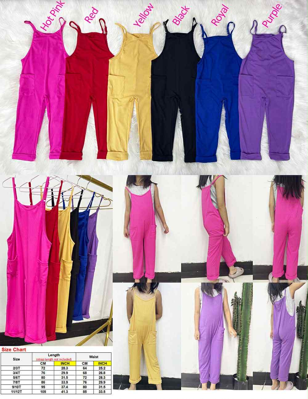 *Preorder* Girl's Soft Knitted Ribbed Romper Overalls (7 Colours)