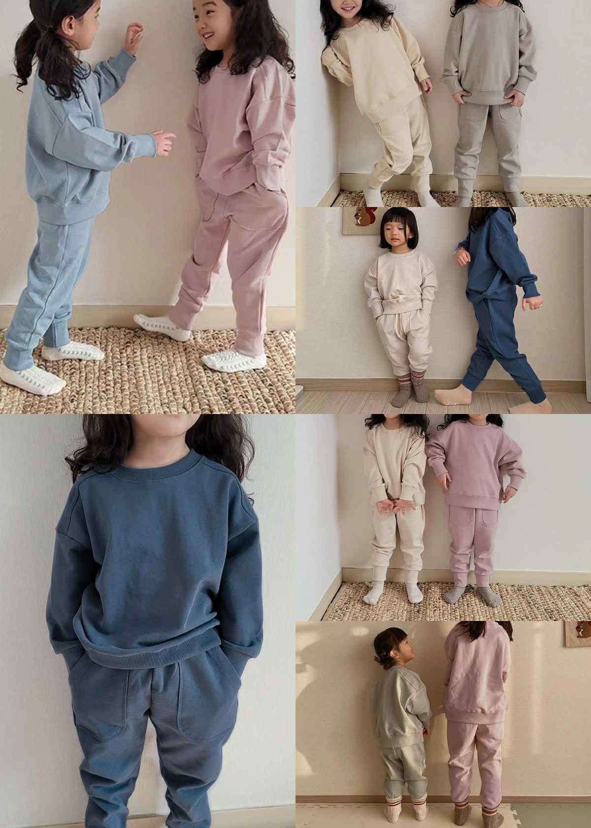 *Preorder* Kid's Crew Neck Sweatshirt And Jogger Set (6 Colours)