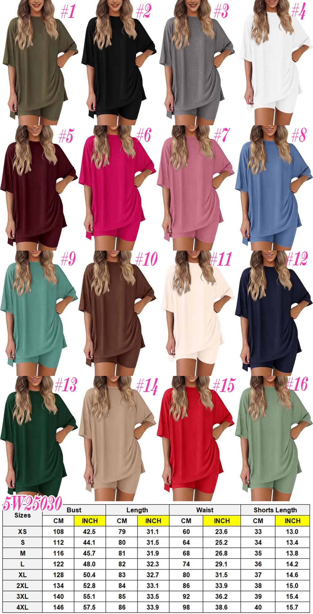 Plus Size Women's Casual T-shirt and Biker Short Set