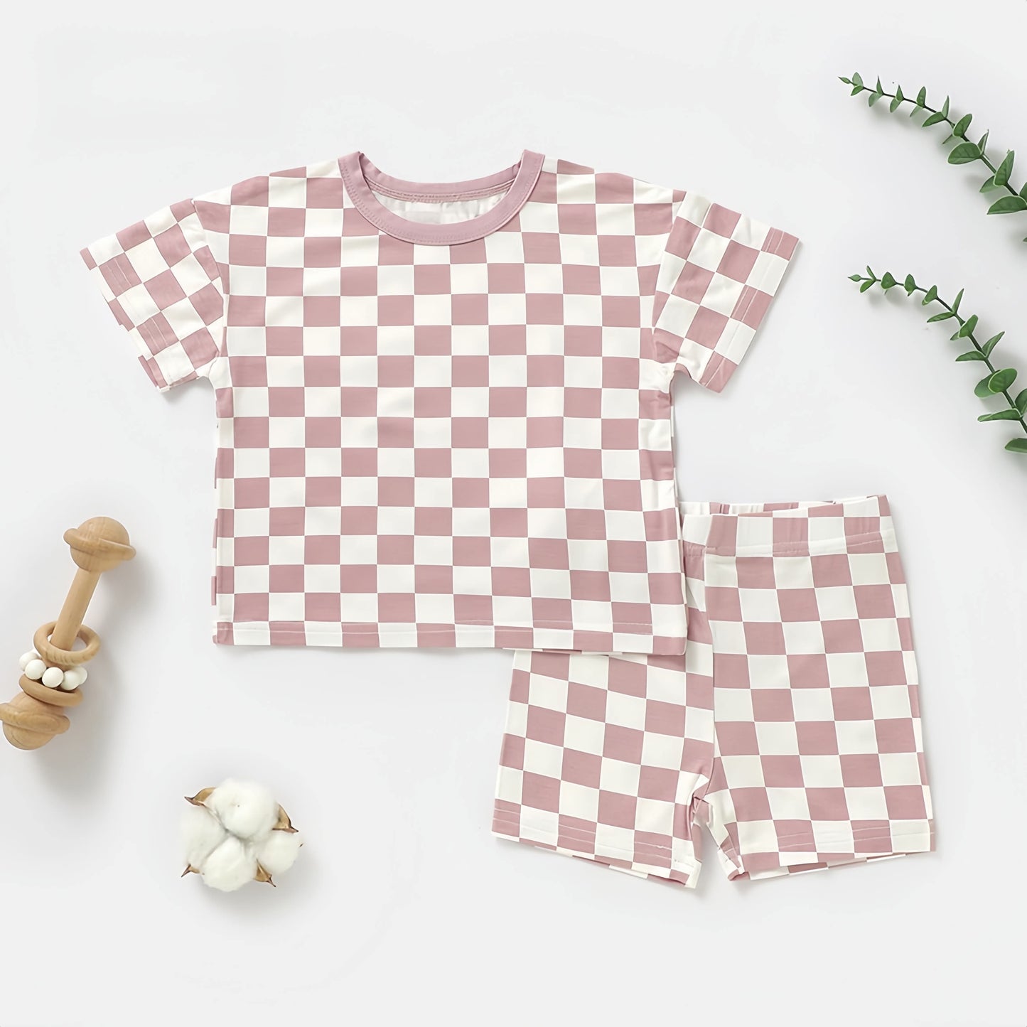*Preorder* Baby and Toddler Checkered Bamboo Short Sets (3 Styles to Choose From)