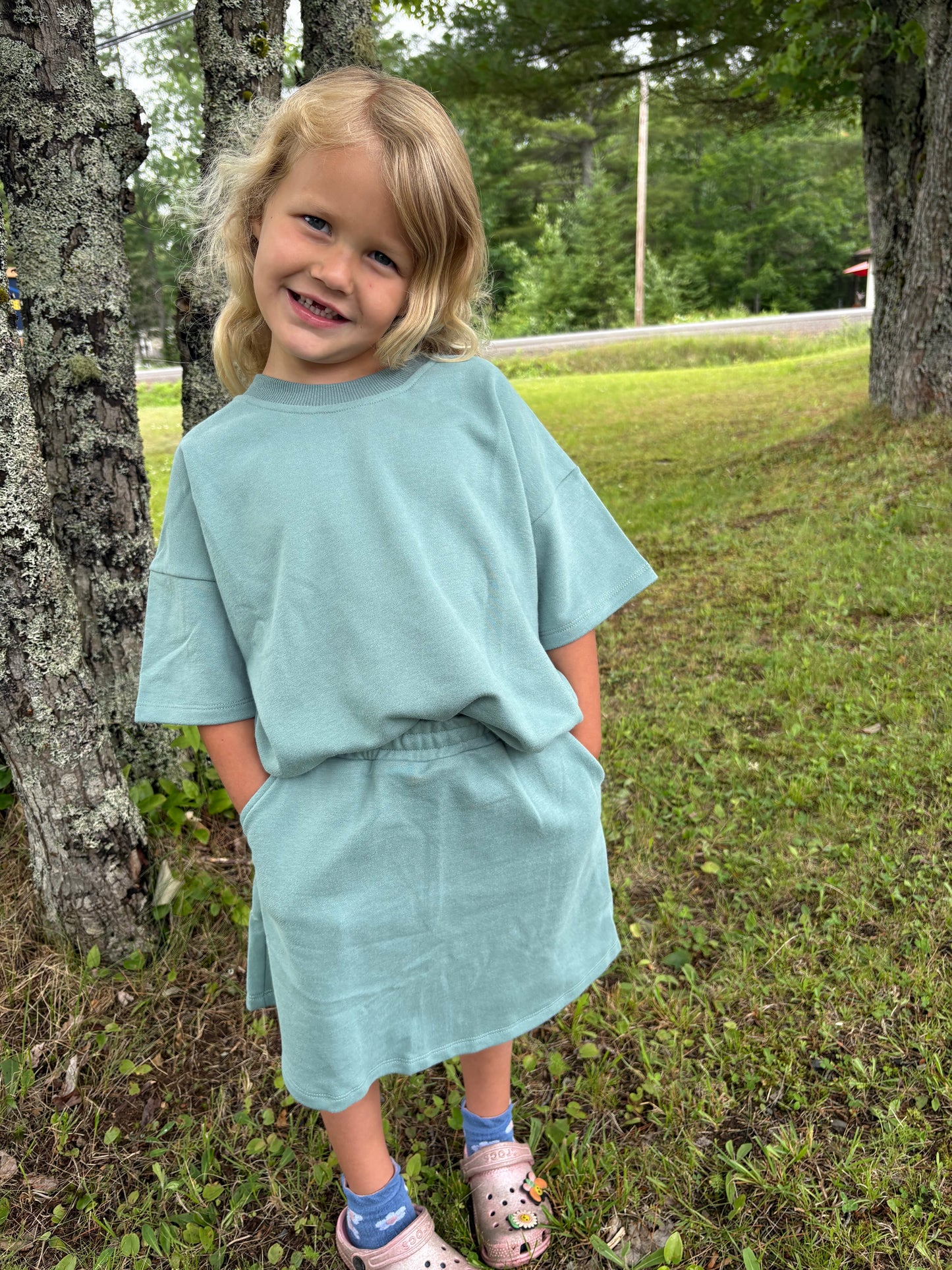 *Preorder* Girl's Short Sleeve T-shirt and Skort Set