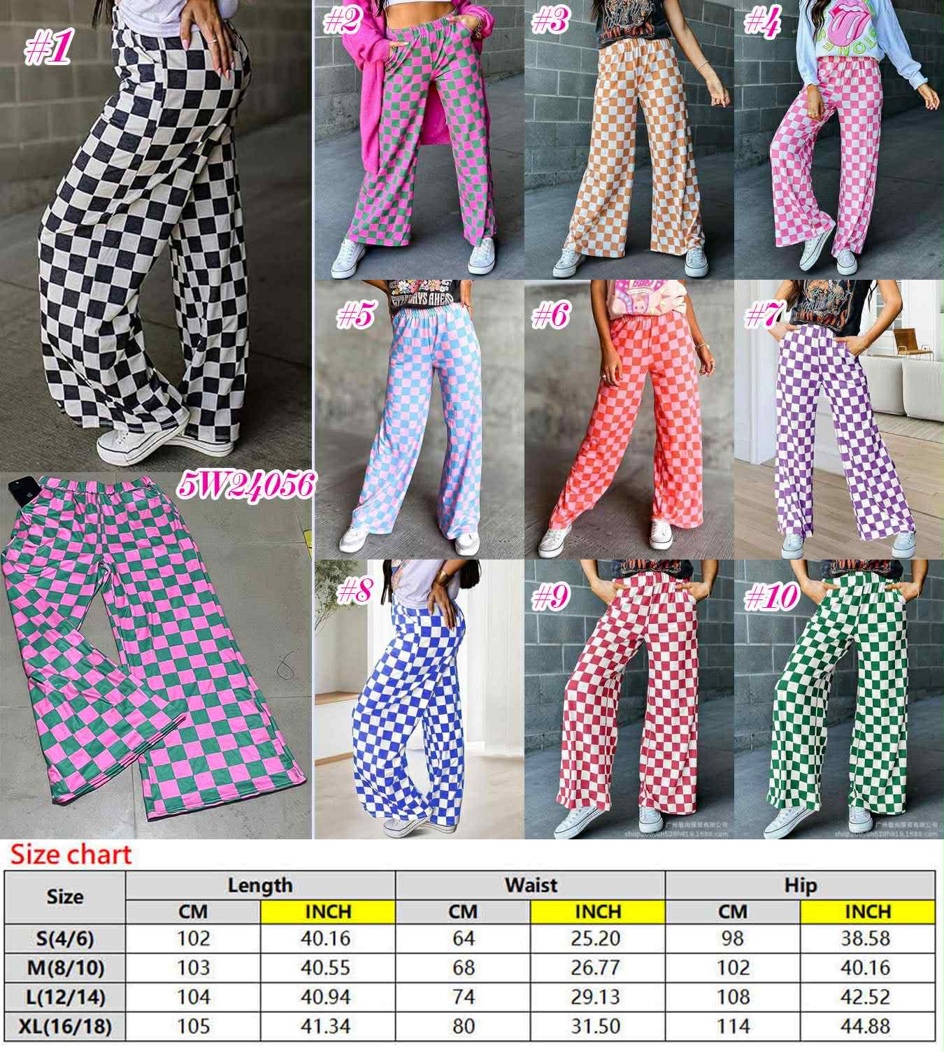 *Preorder* Ladies Checkered Wide Leg Pants (New Colours 10 to choose from)
