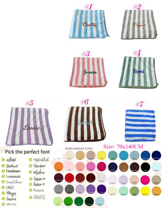 *Preorder* Embroidered Name Striped Towel