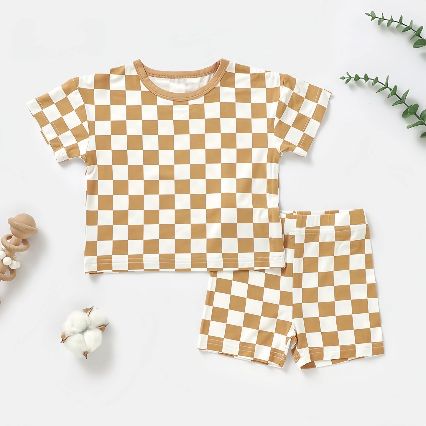 *Preorder* Baby and Toddler Checkered Bamboo Short Sets (3 Styles to Choose From)