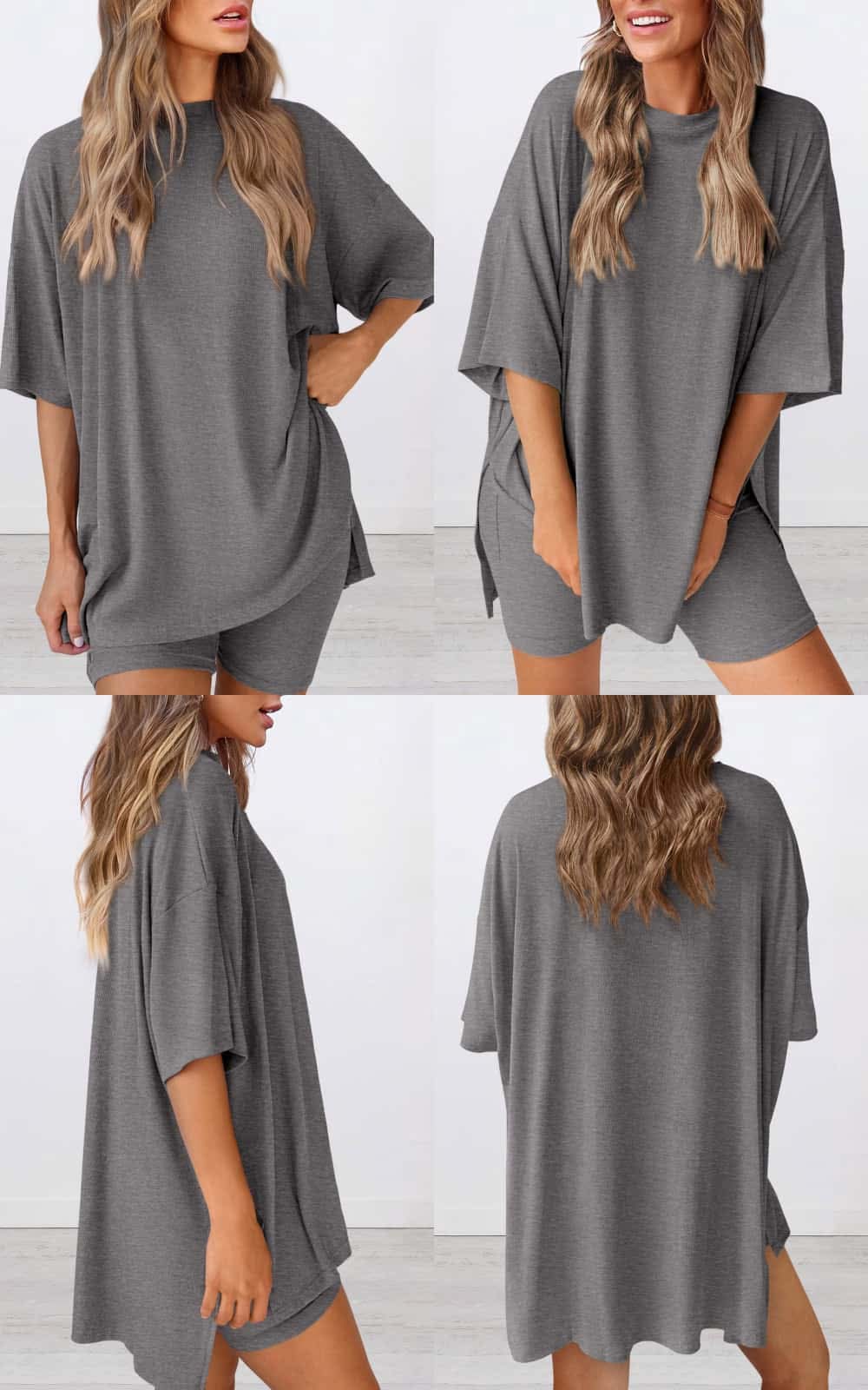 Plus Size Women's Casual T-shirt and Biker Short Set