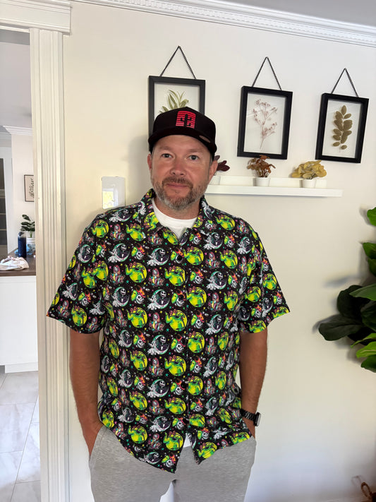 Neon Nightmare Men's Button Down Shirt (Blend)