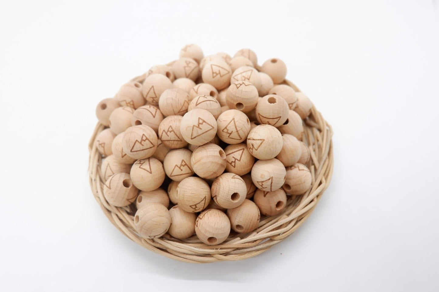 12 mm Beechwood Mountain and Tree Beads