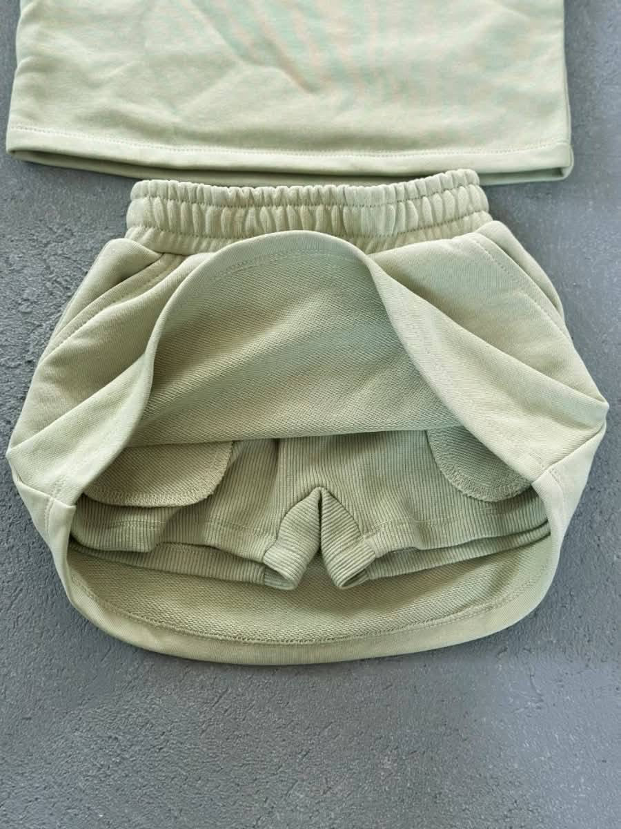 *Preorder* Girl's Short Sleeve T-shirt and Skort Set