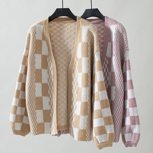 *Preorder* Women's Checkered Knitted Cardigan