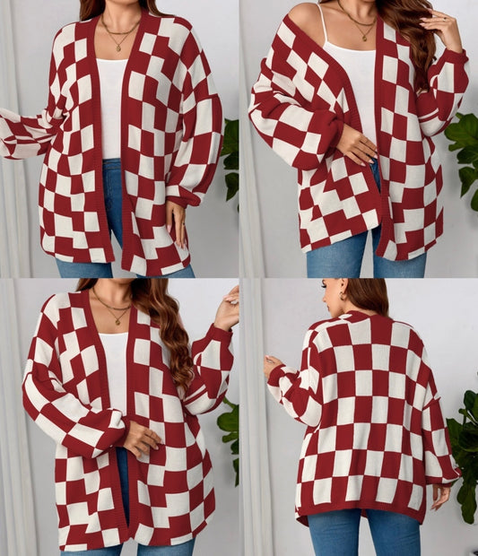 *Preorder* Women's Checkered Chunky Cardigan
