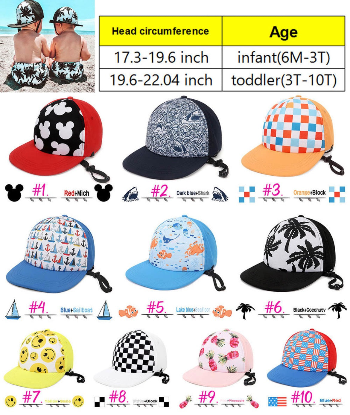 *Preorder* Baby Toddler Beach Hats