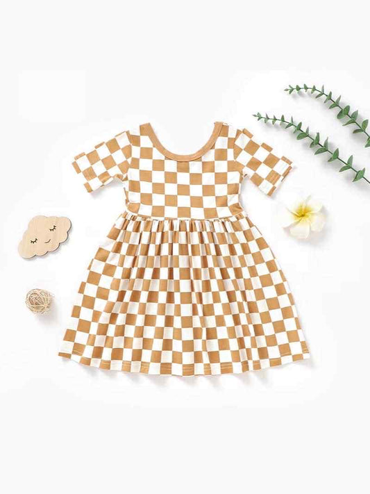 *Preorder* Girl's Bamboo Checkered Dress (3 Colours)