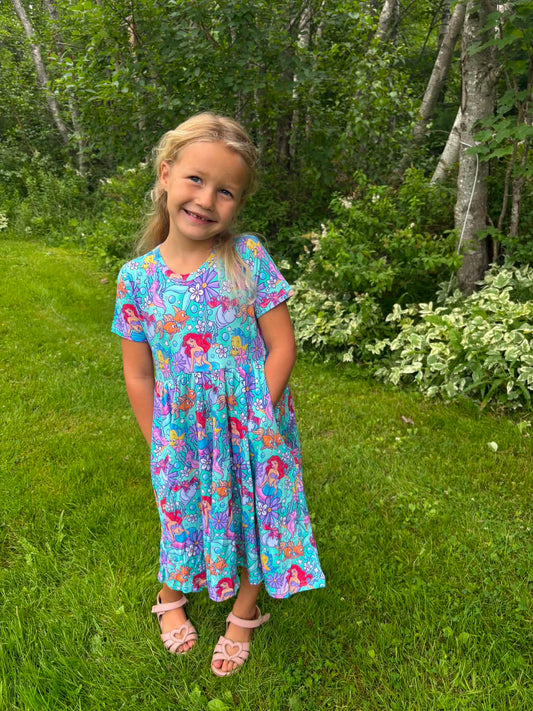 Under the Sea Short Sleeve Twirl Dress