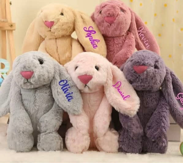 *Preorder* Embroidered Name Bunny