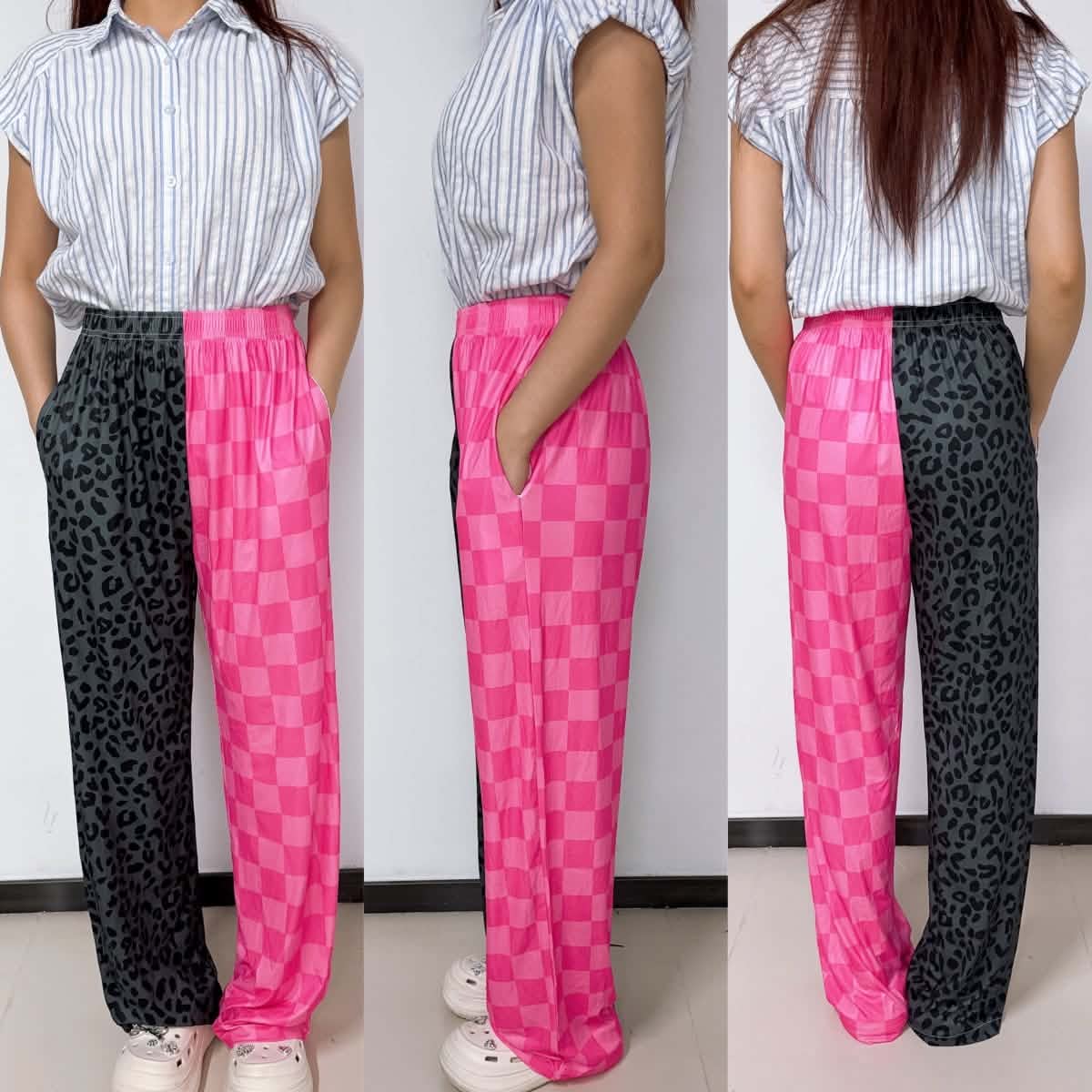 Custom Print Women's Knitted Ribbed Wide Leg Pants