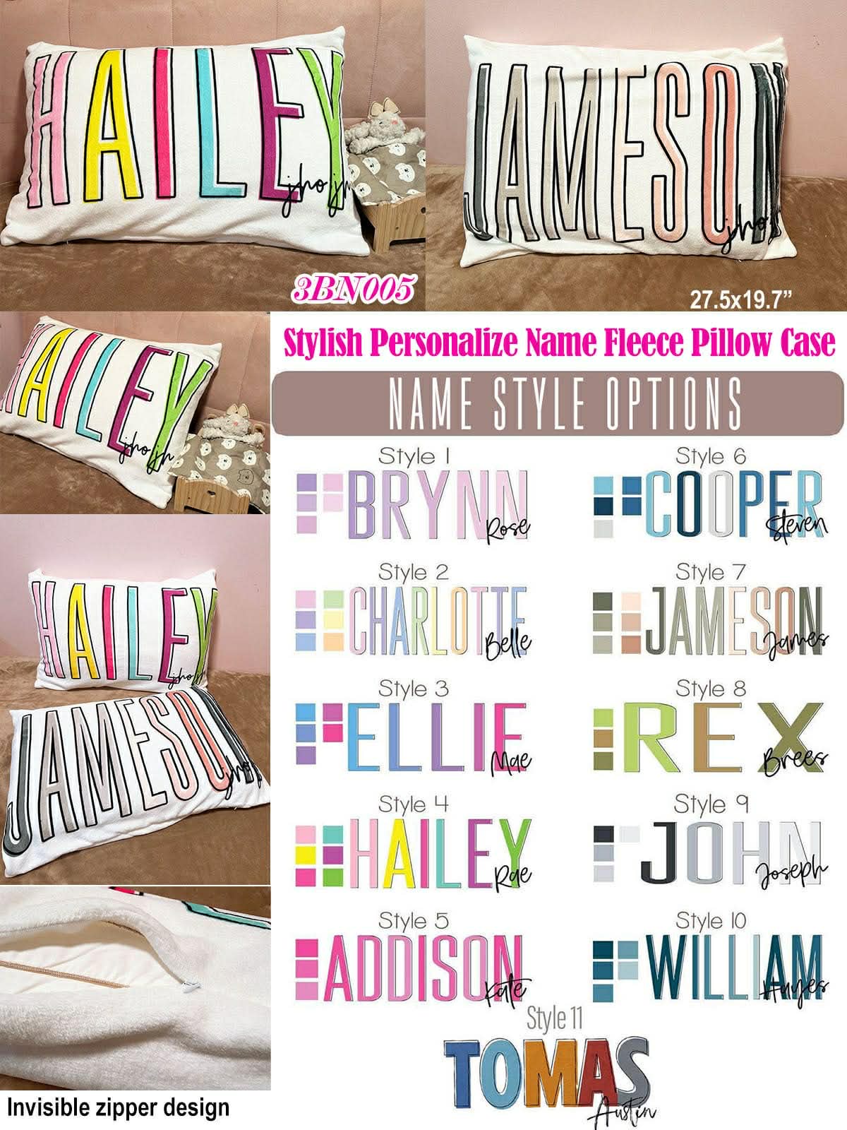 *Preorder* Personalized Name Fleece Pillow Case