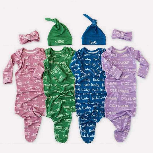 *Preorder* Custom Print or Personalize Name Baby Knotted Gown