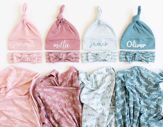 *Preorder* Personalized Name Baby Swaddle Set