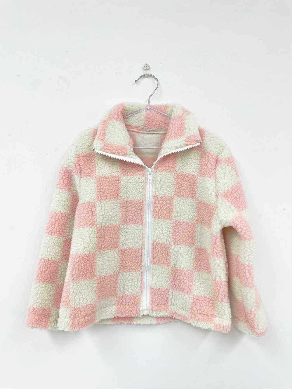 *Preorder* Women's Checkered Zip-up Sherpa Jacket