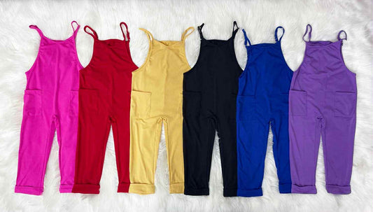 *Preorder* Girl's Soft Knitted Ribbed Romper Overalls (7 Colours)