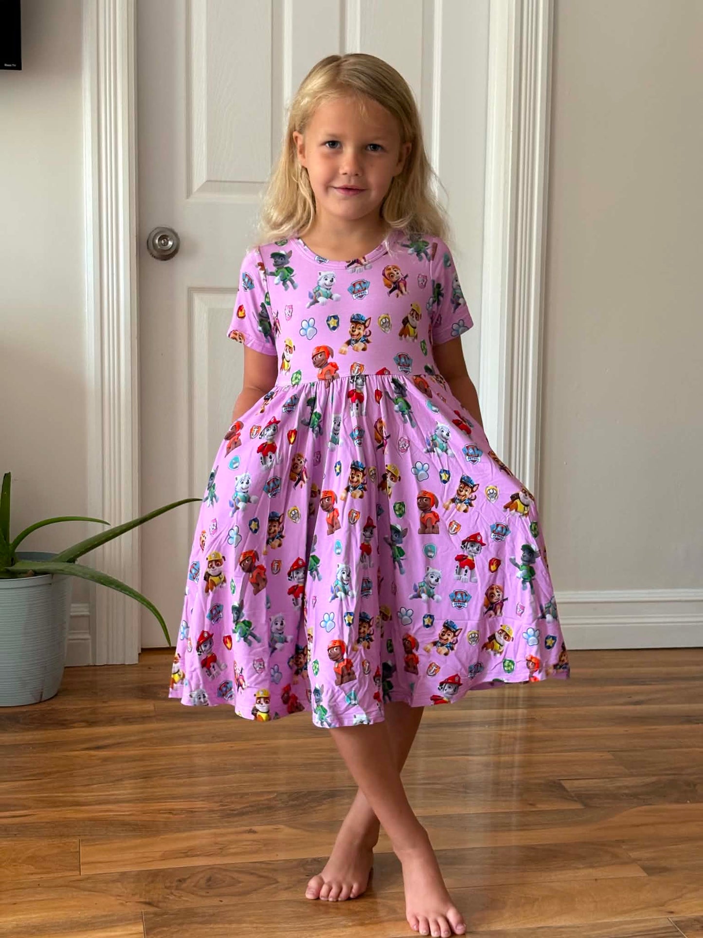 Action Pups Twirl Dress (Pink)