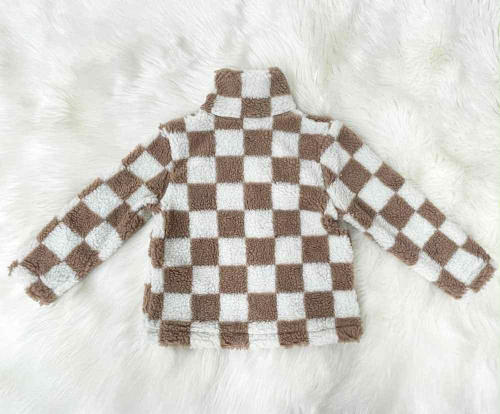 *Preorder* Women's Checkered Zip-up Sherpa Jacket